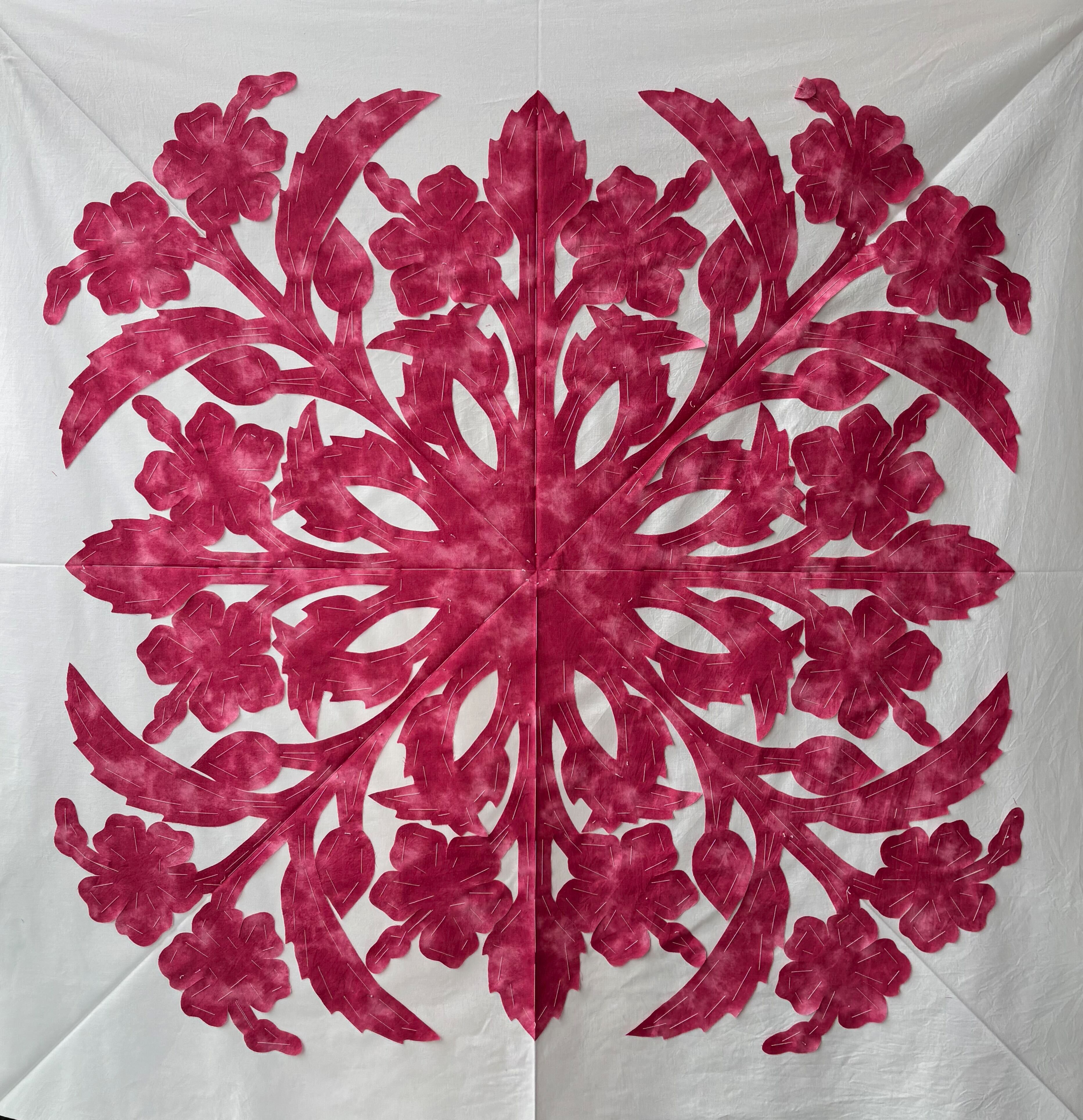 ハワイアンキルト しつけ済みハワイアンキルトキット「パイナップルのタペストリー