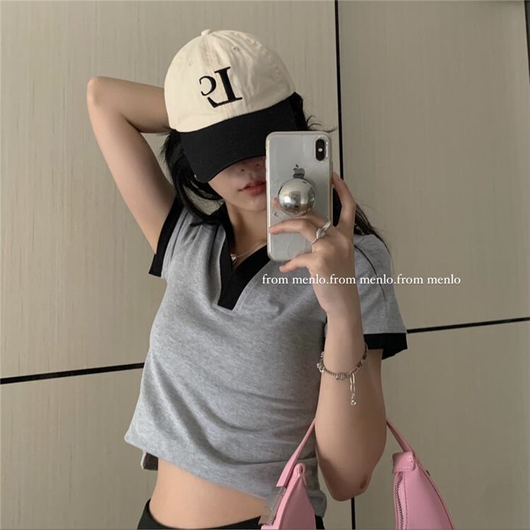 スリムカラーTシャツ サマー薄手トップス 夏物 モンロー39738766264