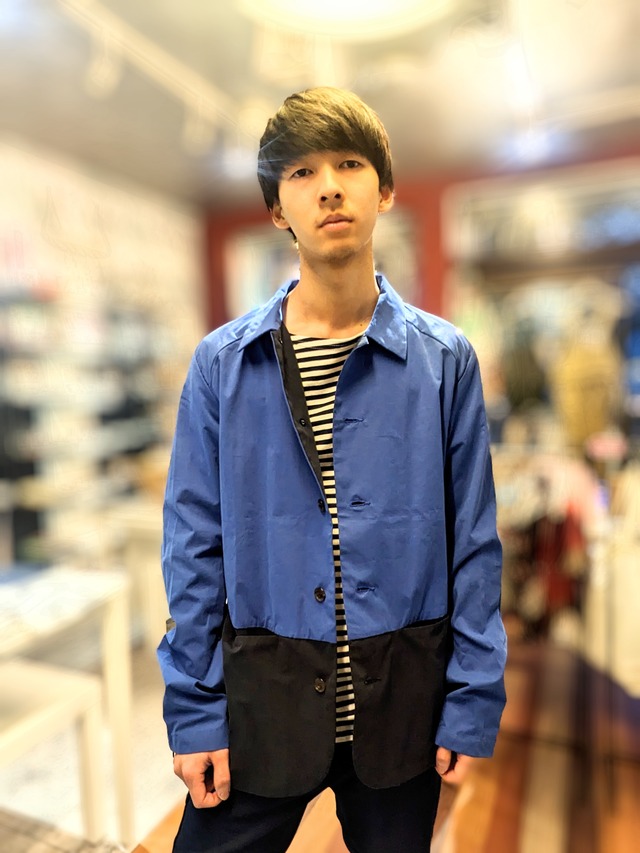 新品貴重  バイカラーカバーオールジャケット    BLUE × NAVY  S ＆ M
