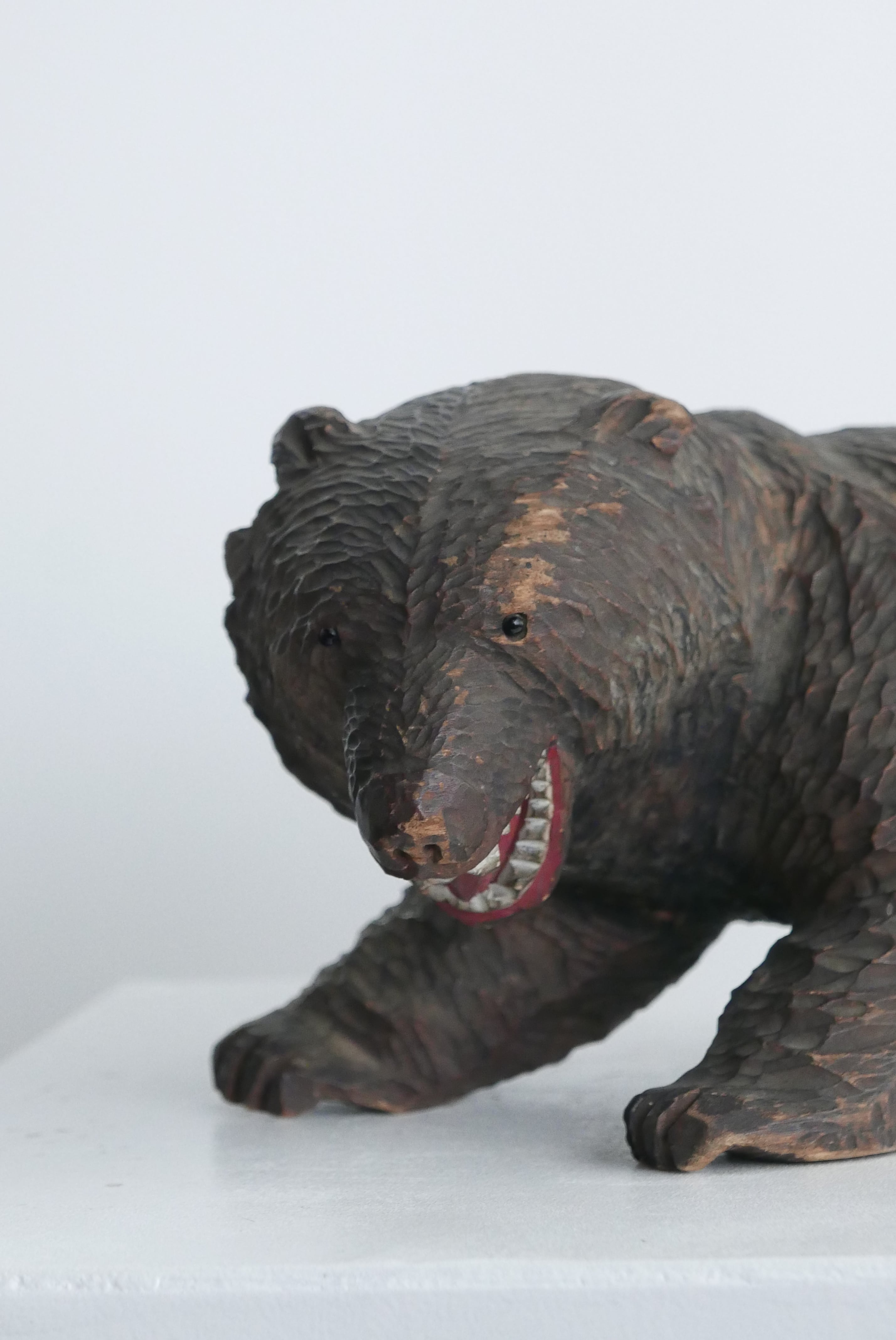 vintage wooden bear , big head , asahikawa