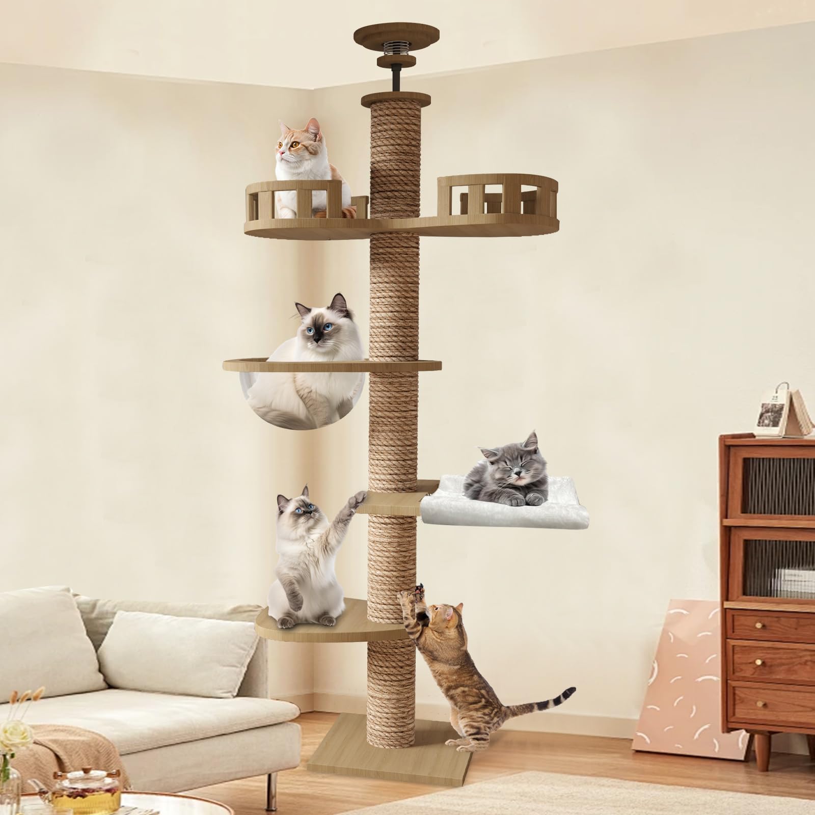 OROPY キャットタワー 突っ張り 木製 OROPY キャットタワー 突っ張り