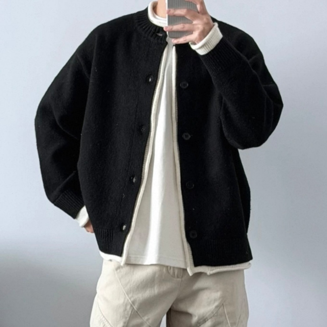 Long Sleeve Crew Neck Short Knit Cardigan ◇3color H0951