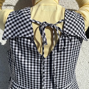 フリルティアードチェッカー柄ワンピース_LN0604