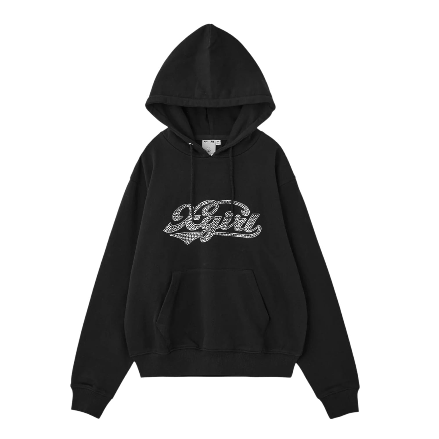 【x-girl】RHINESTONE CURSIVE LOGO SWEAT HOODIE【エックスガール】