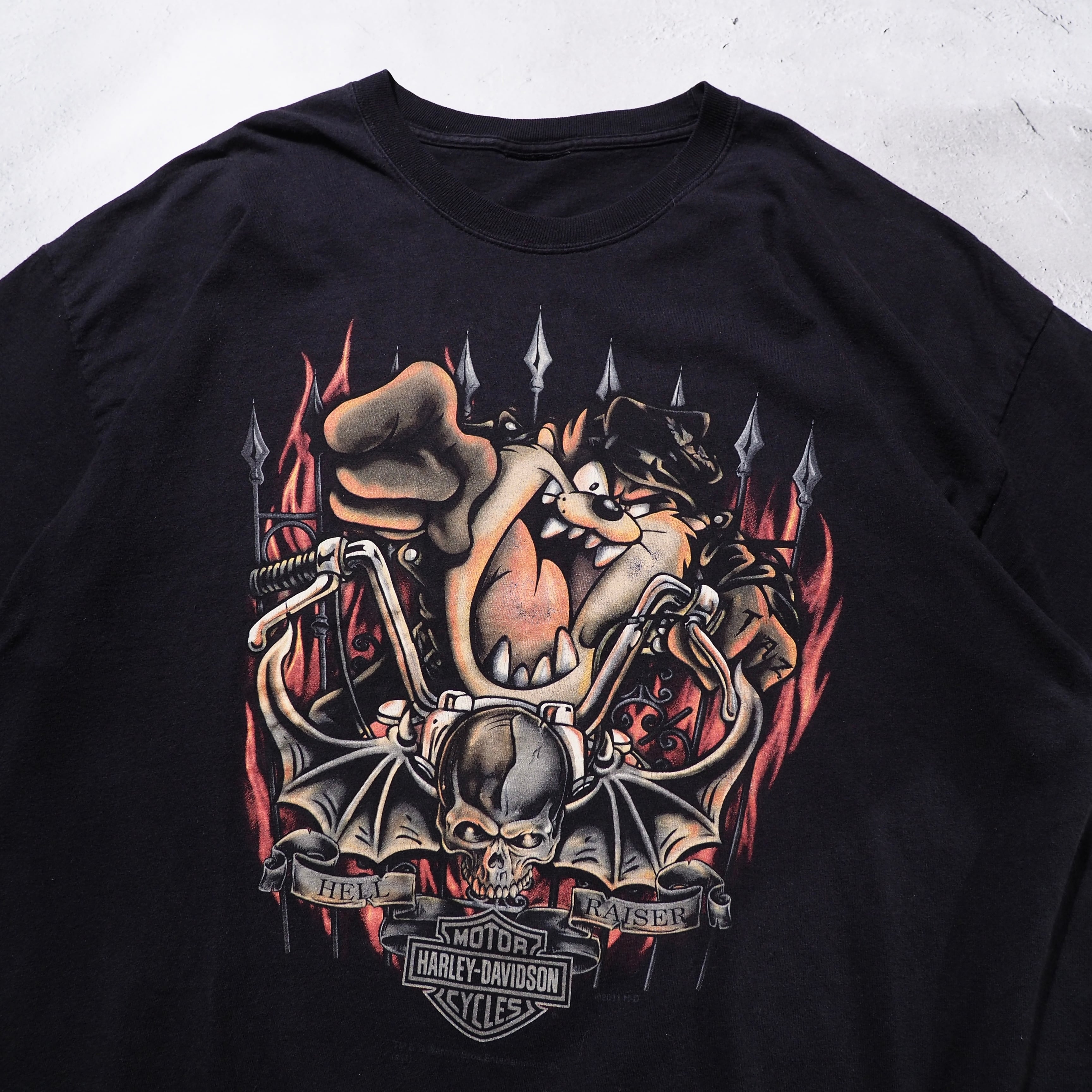 " Harley-Davidson × Looney Tunes " printed Black SS Tee