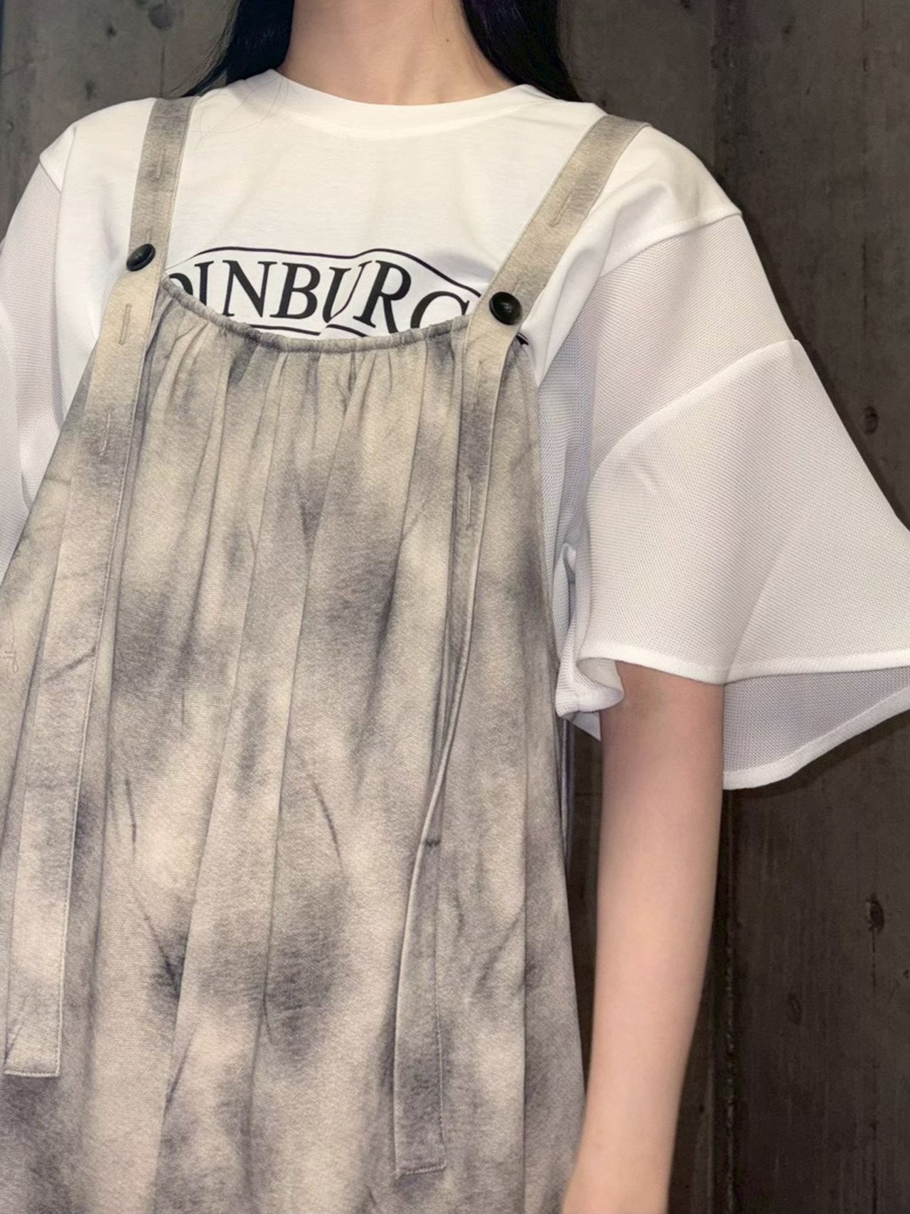 MME114TEB ロゴプリント切替Tシャツ