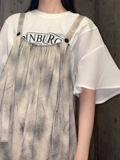 MME114TEB ロゴプリント切替Tシャツ