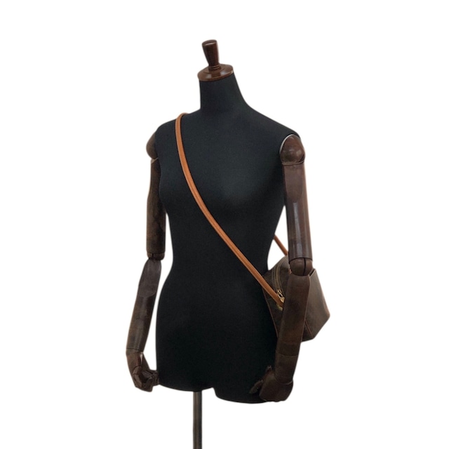 CELINE セリーヌ マカダム ショルダーバッグ ブラウン PVC レザー vintage ヴィンテージ オールド 6yth7d