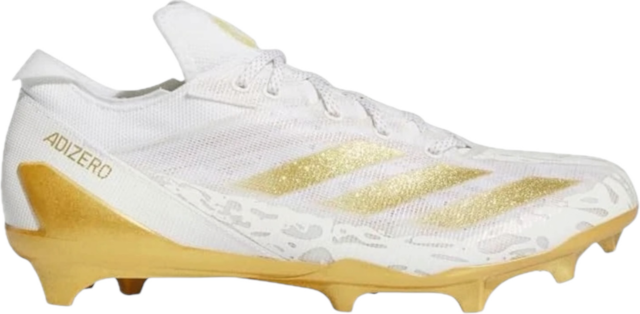 【29.5cm】Adizero Electric ホワイト・ゴールド アメフト スパイク