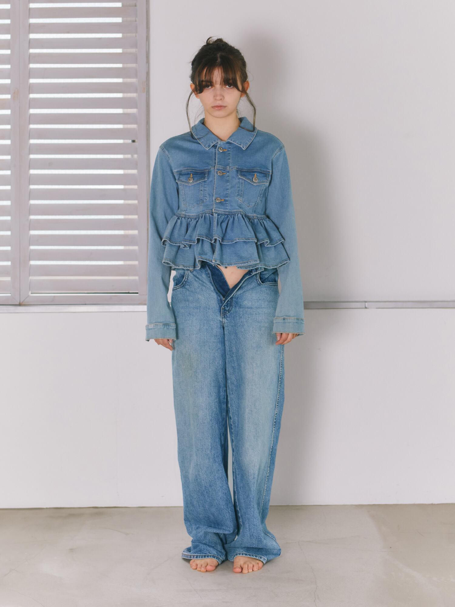 mieya frill denim JK -light blue- | mieya mieya