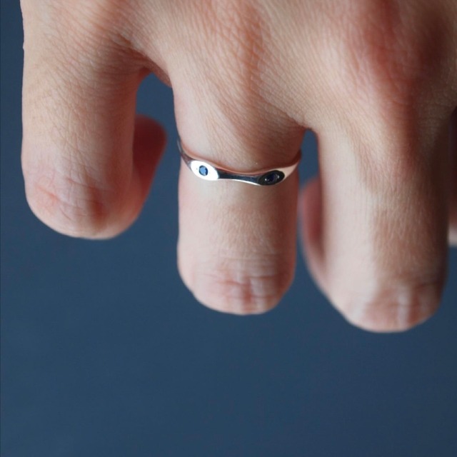 PISCES / "Amulet" Ring with Two Eyes - SILVER or GOLD PLATED
