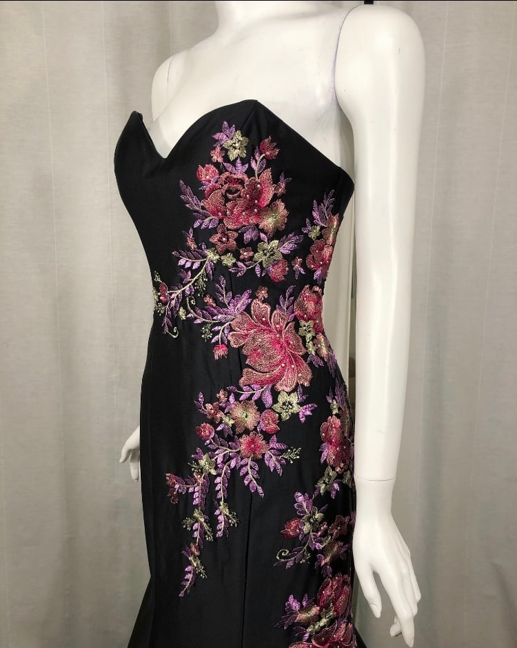 JOVANI フラワー刺繍 マーメイドドレス BLACK MULTI マーメイド 刺繍 【JOVANI アメリカ輸入】 | DressMM