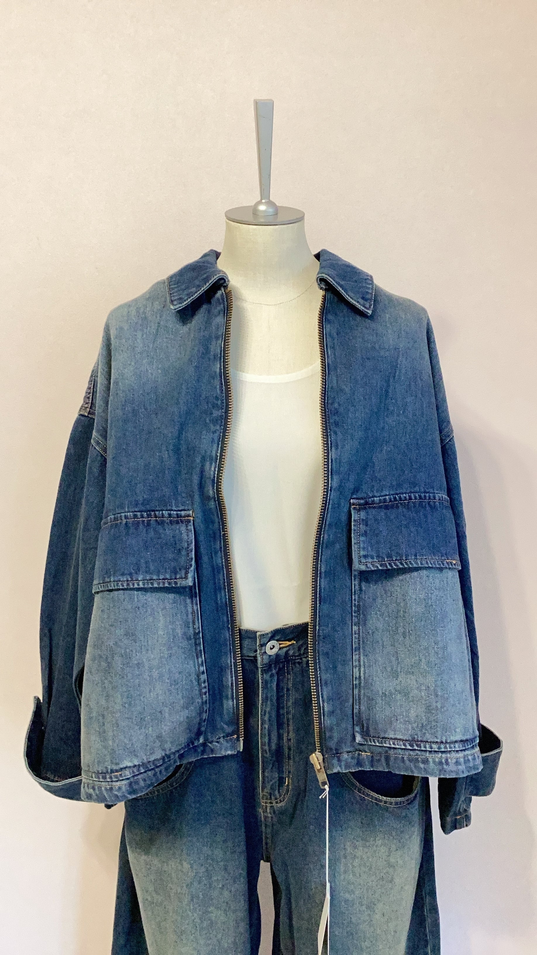 CYAN TOKYO BIGポケットデニムZIPブルゾン No.504358 ネイビー ブルー