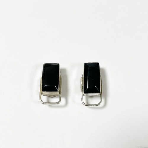 Vintage Onyx & 925 Silver Earrings Made In Mexico