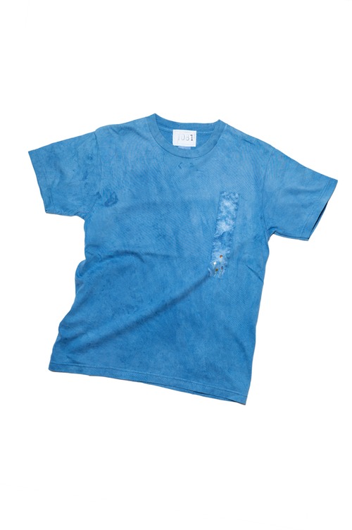 NO.1081　窓から見える花の藍染Tシャツ【Sサイズ】