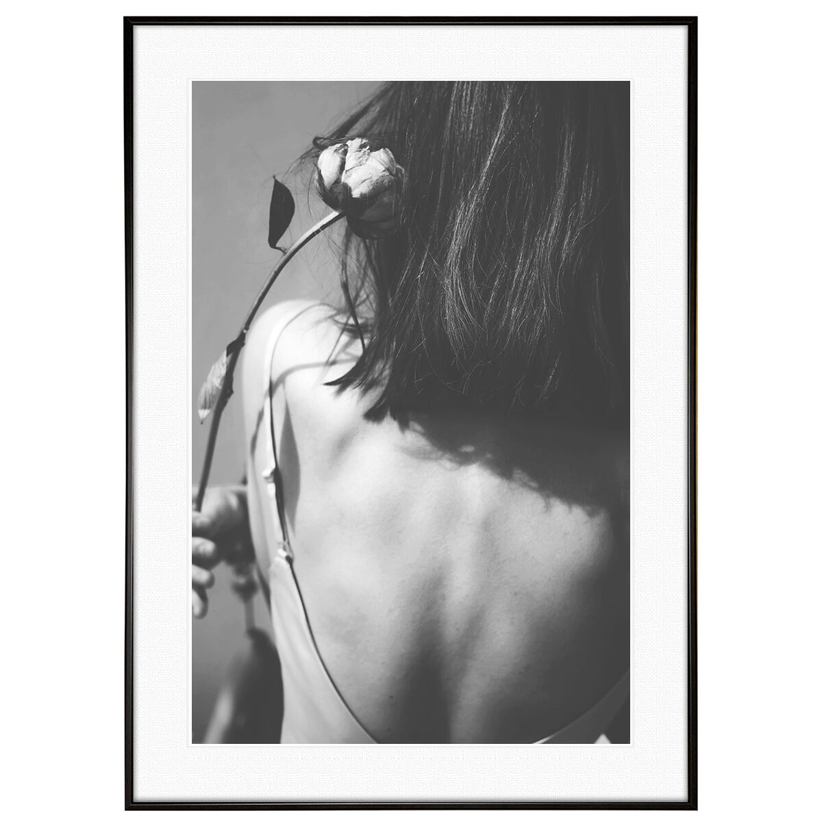 人物写真 女性の背中 インテリアアート モノクロポスター額装 AS3627