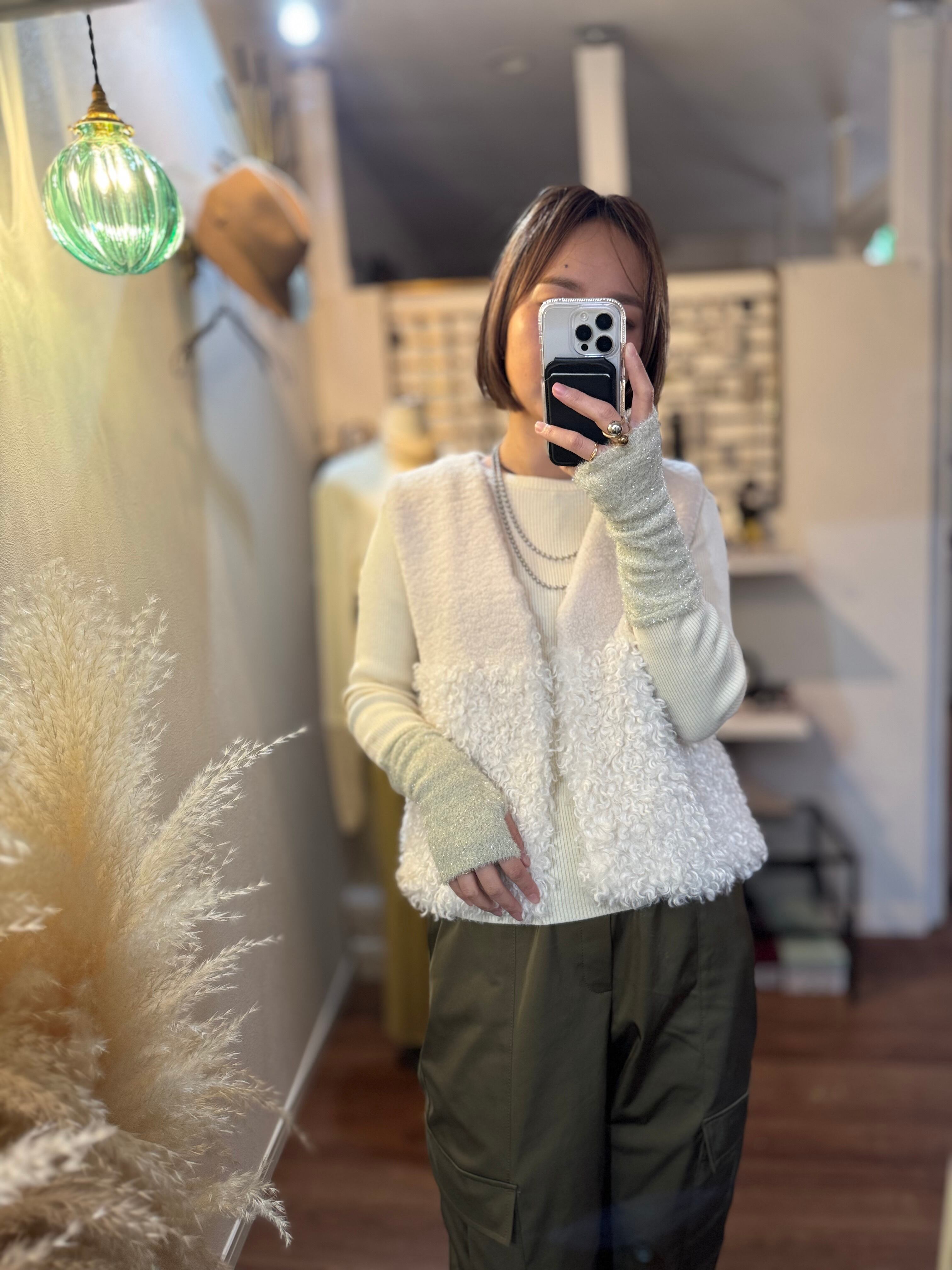 【SELECT】袖ラメシャギーニット
