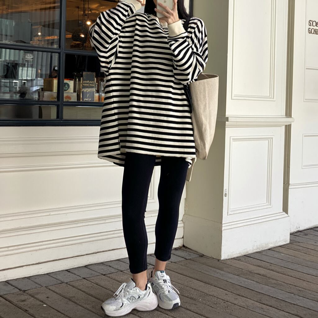 ボーダー柄オーバーサイズトップス 00005