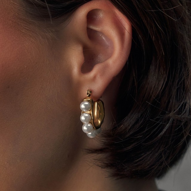316L glam pearl hoop pierce  #p168