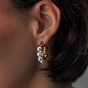 316L glam pearl hoop pierce #p168