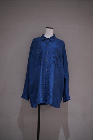 M&R INTERNATIONAL　silk shirt navy