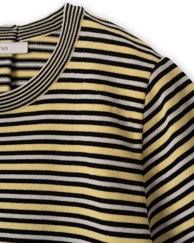 TAN/26SS-1 COMPACT KNITTED TEE YELLOW MIX BORDER