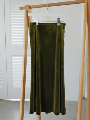 velour long skirt（green）