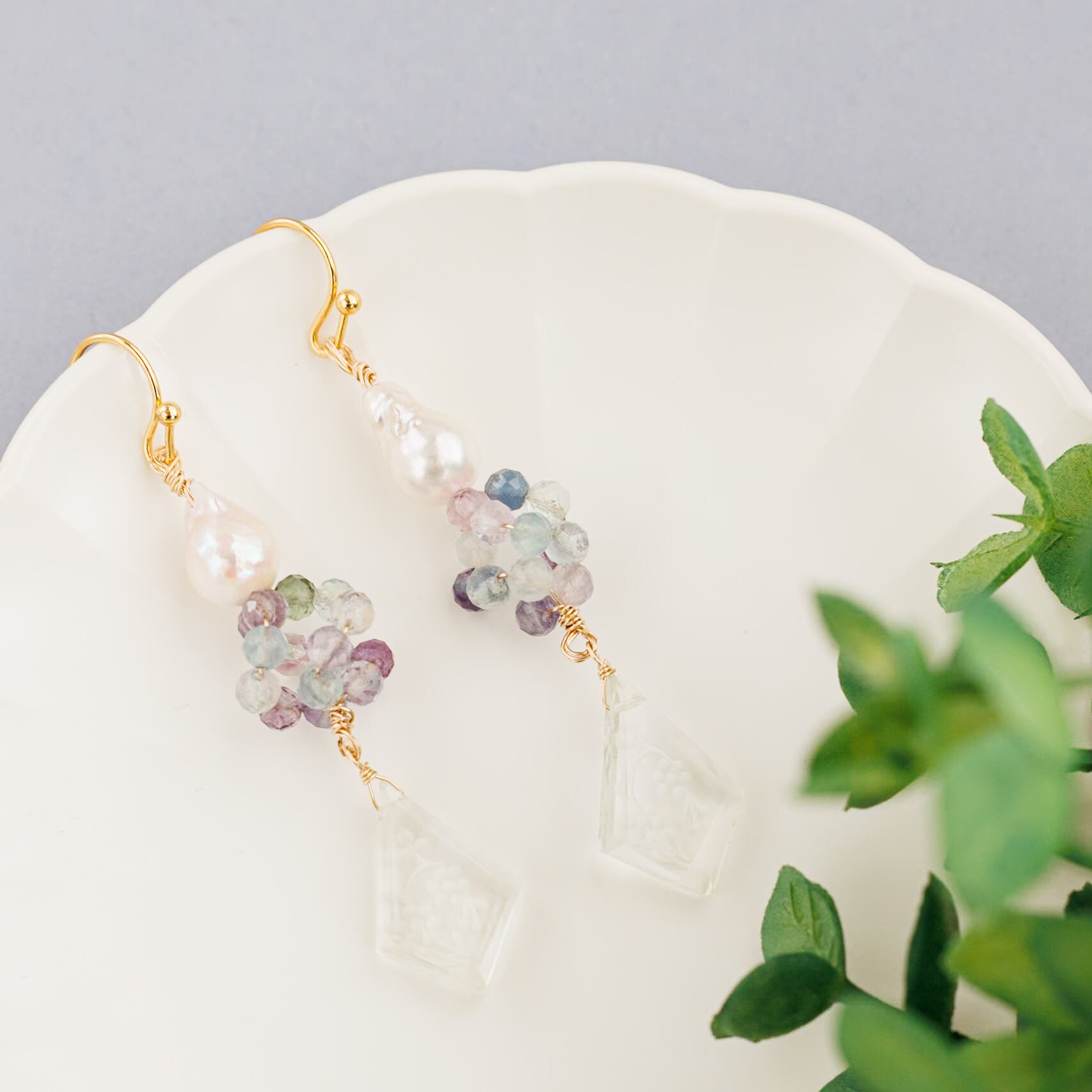 14kgfパライバカラーアパタイト・サファイアピアス/イヤリング 【公式