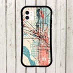 受注生産 iPhoneケース 赤い路線の淡色マップ｜地図コラージュ UMAP038A
