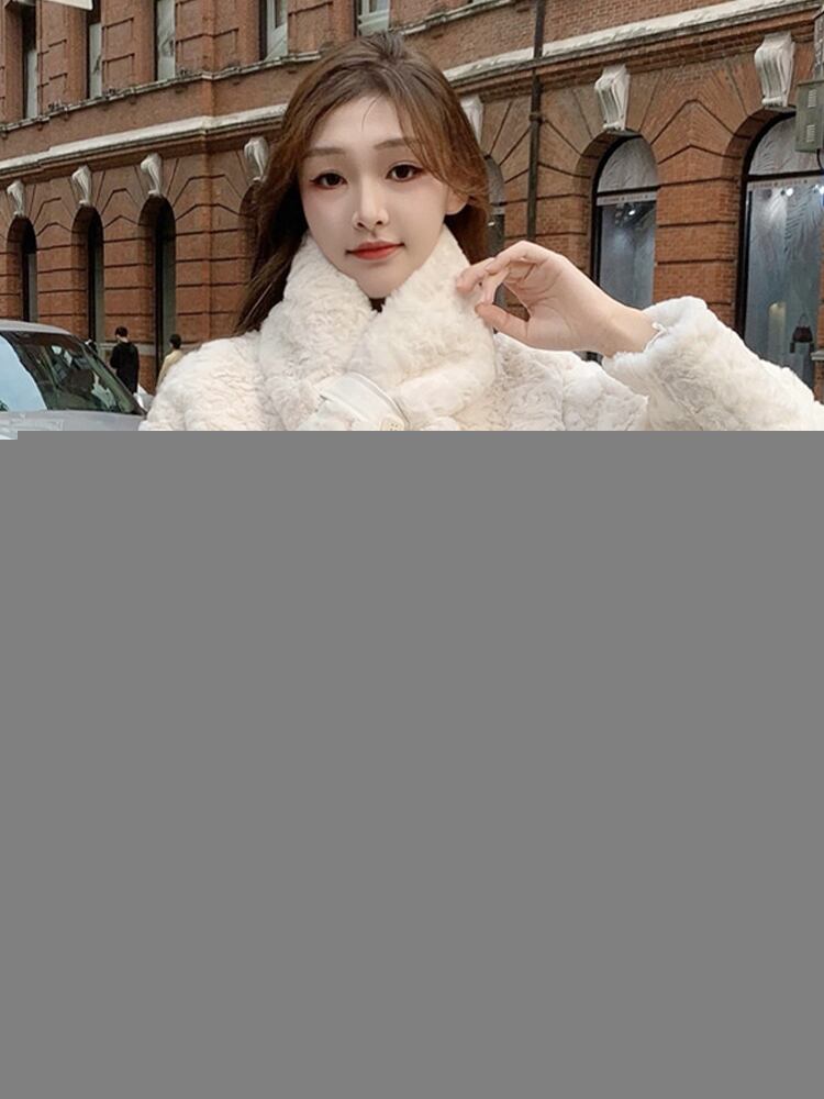 フェイクウールジャケット オータムウィンタースカーフ ルーズトップス 秋物 冬物 ファー スーパーモール65298131650