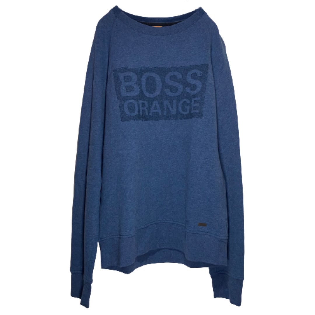 ヒューゴボス ボスオレンジ トレーナー M 青 古着 HUGO BOSS BOSS 