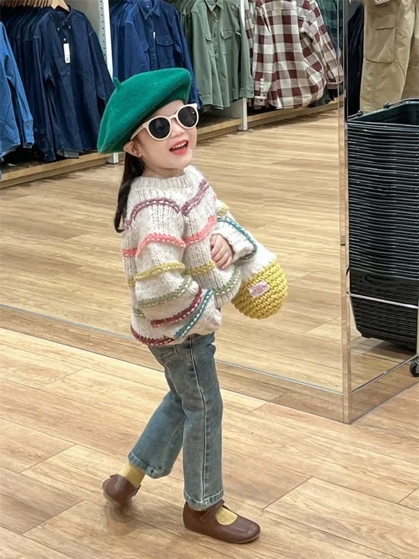 100~110cm カラフルボーダーニット