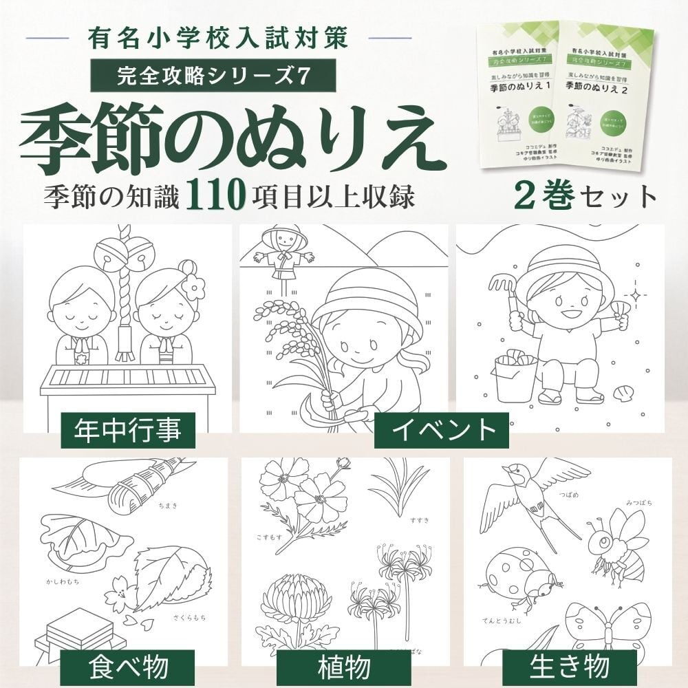 小学校受験常識こどものための百貨20巻 定価53560円＋巧緻性工作キットぬりえ 小学校受験教材 昔話のぬりえ 頻出20選 | ココエデュ / 幼児、小学生