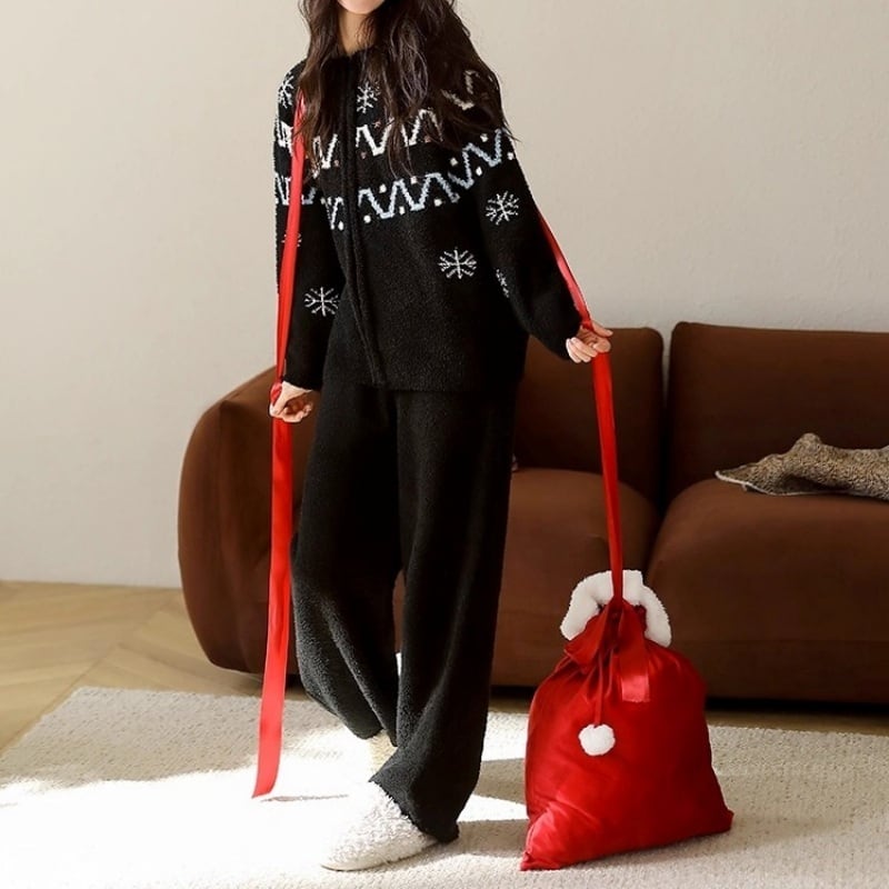 【M-2XL】half-edge full-zip cardigan style pajamas p1558