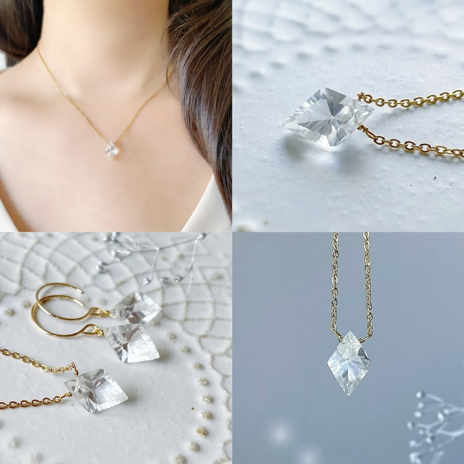 白水晶のダイヤコンケーブカットネックレス -Lucrezia- | Jo's stone