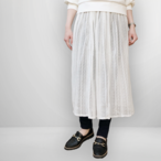 縦ライン レースギャザースカート｜白｜サムネイル1