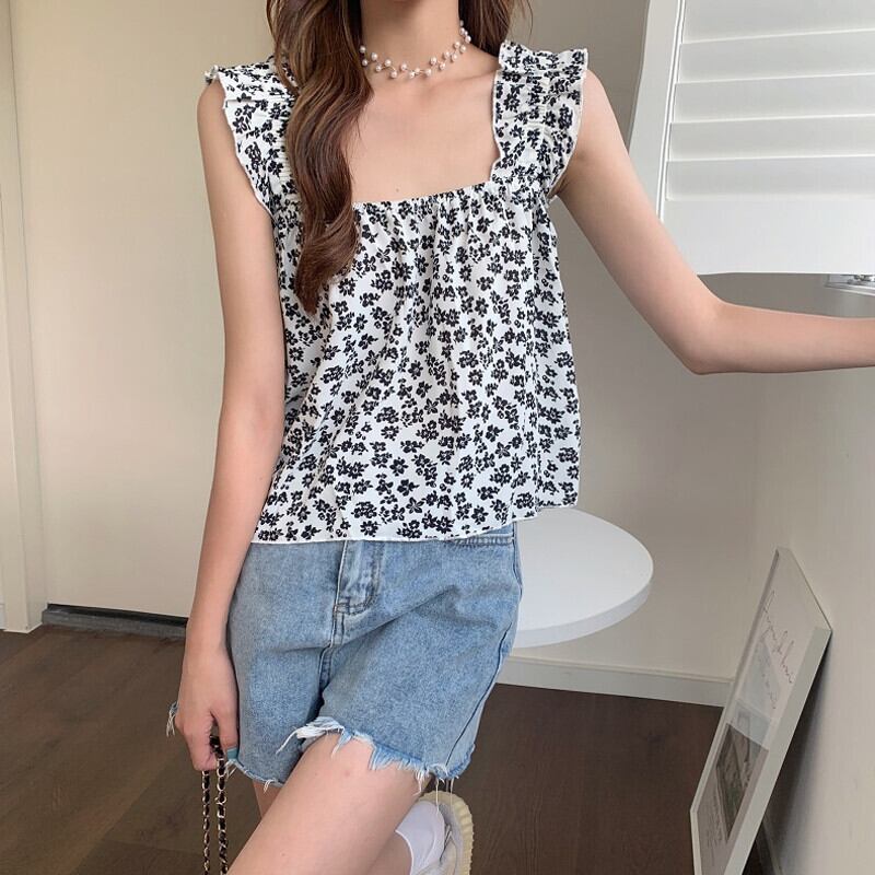 シフォンフローラルブラウス サマー 大人ガーリー スウィート キュート カジュアル 夏物 花柄 ガールズファッション17062498420