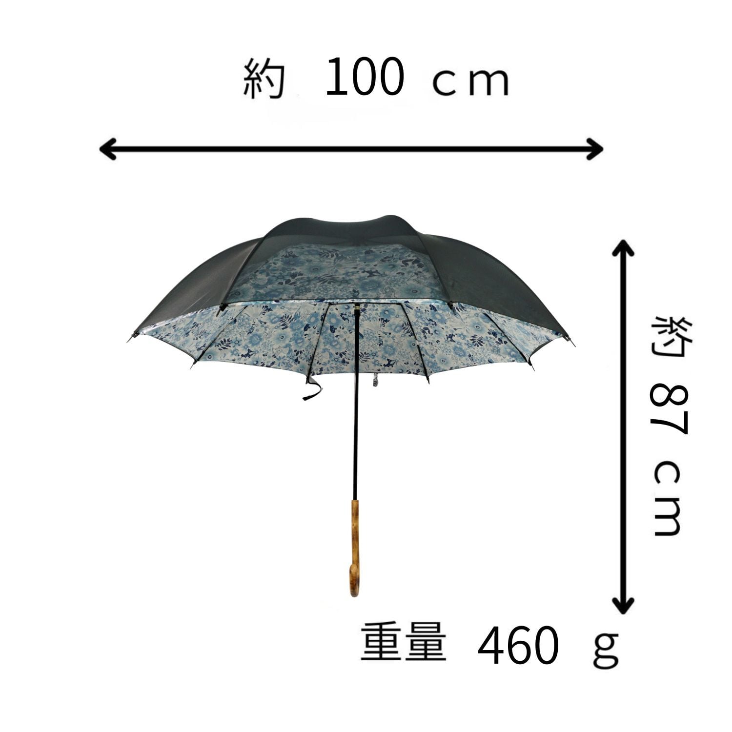 60cm ブロ－ド サイレントアンブレラ 晴雨兼用 遮熱、遮光、UV、雨音
