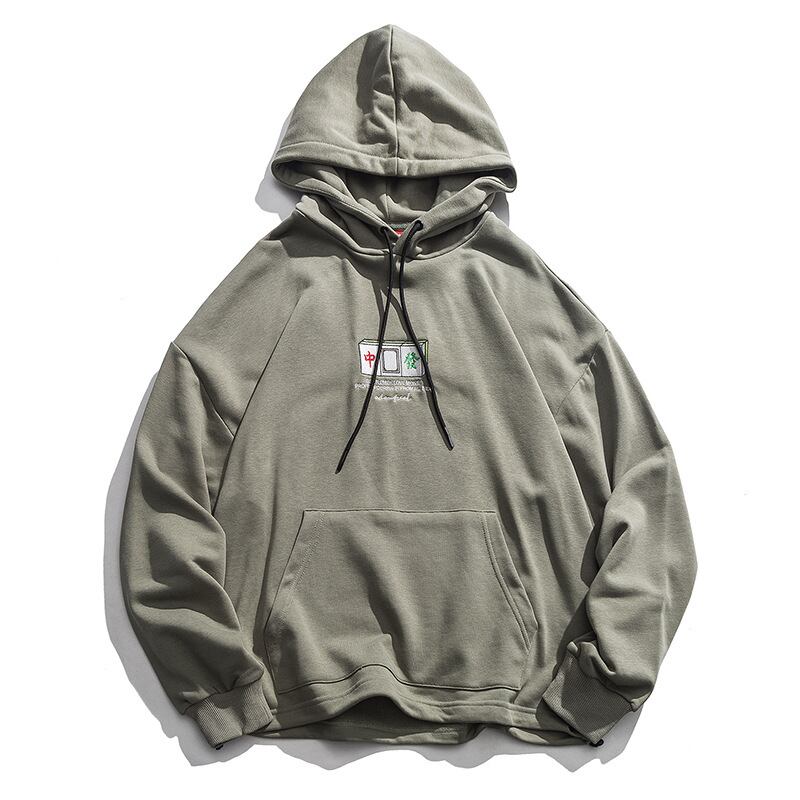 Yidao Vintage ese Retro Trend Creative Mahjong Embroidered Hooded Pullover Hoodie Men's and Women'sHoodie-アリババ レッド レトロ 刺繍 ビンテージ hip6-161152613868974