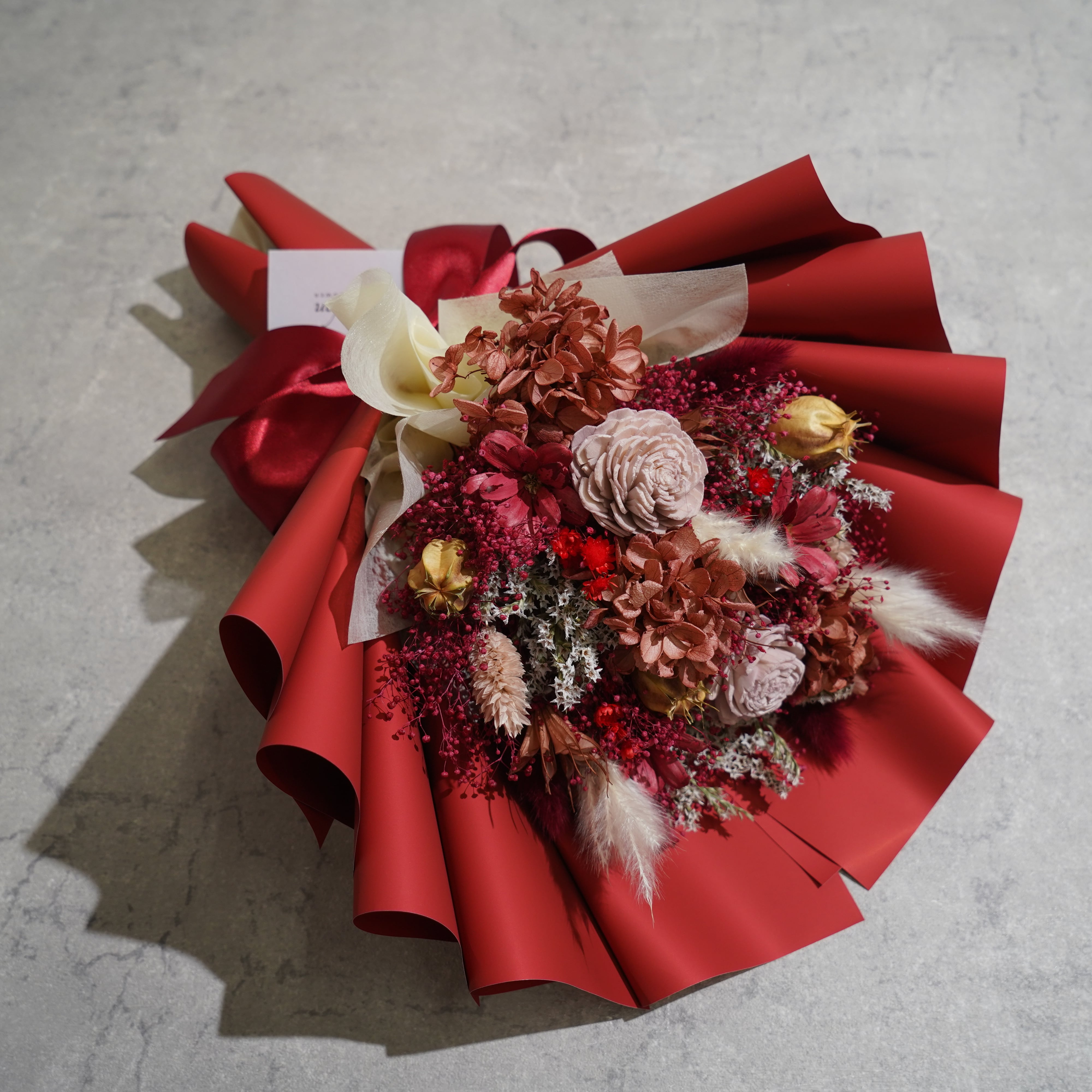 ドライフラワーの花束 Mサイズ レッド M-568≪限定1点≫