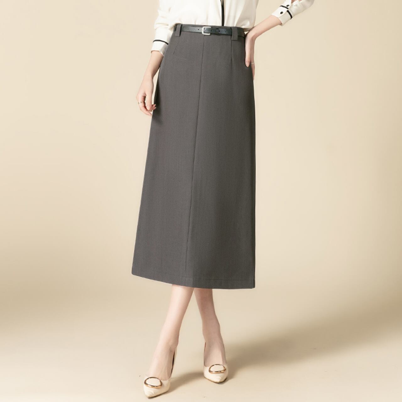スリット入りハイウエストストレートスカート Me1462