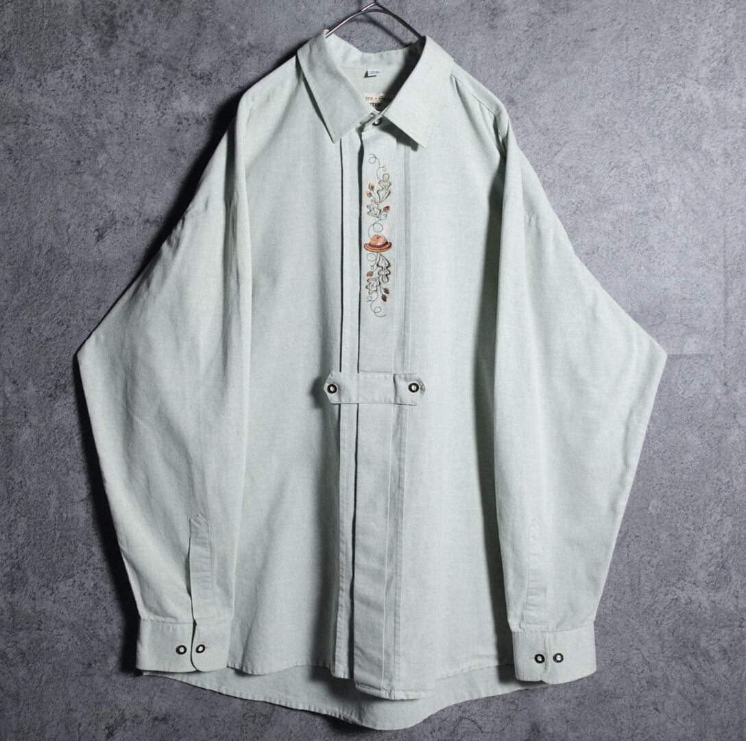 Light green embroidery design Tyrolean shirt
