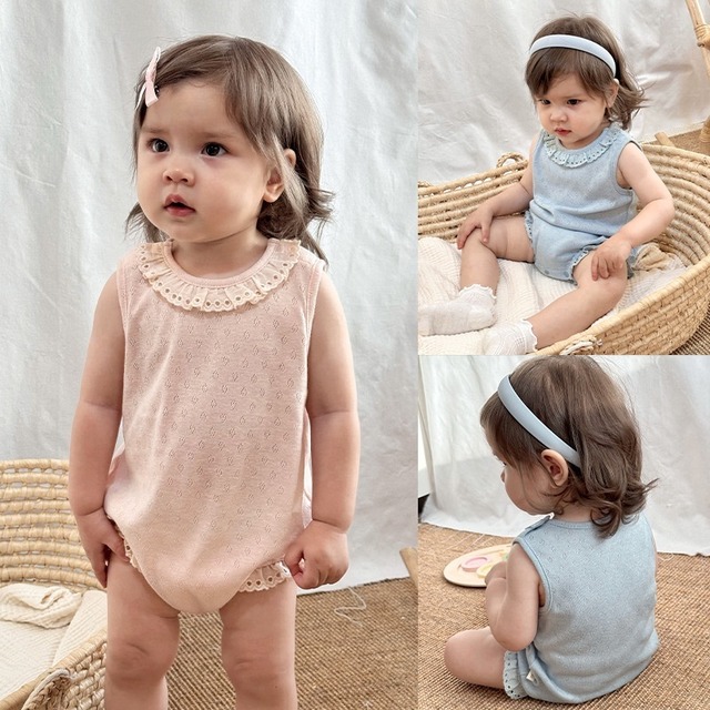 【BABY】可愛いレース襟ロンパース