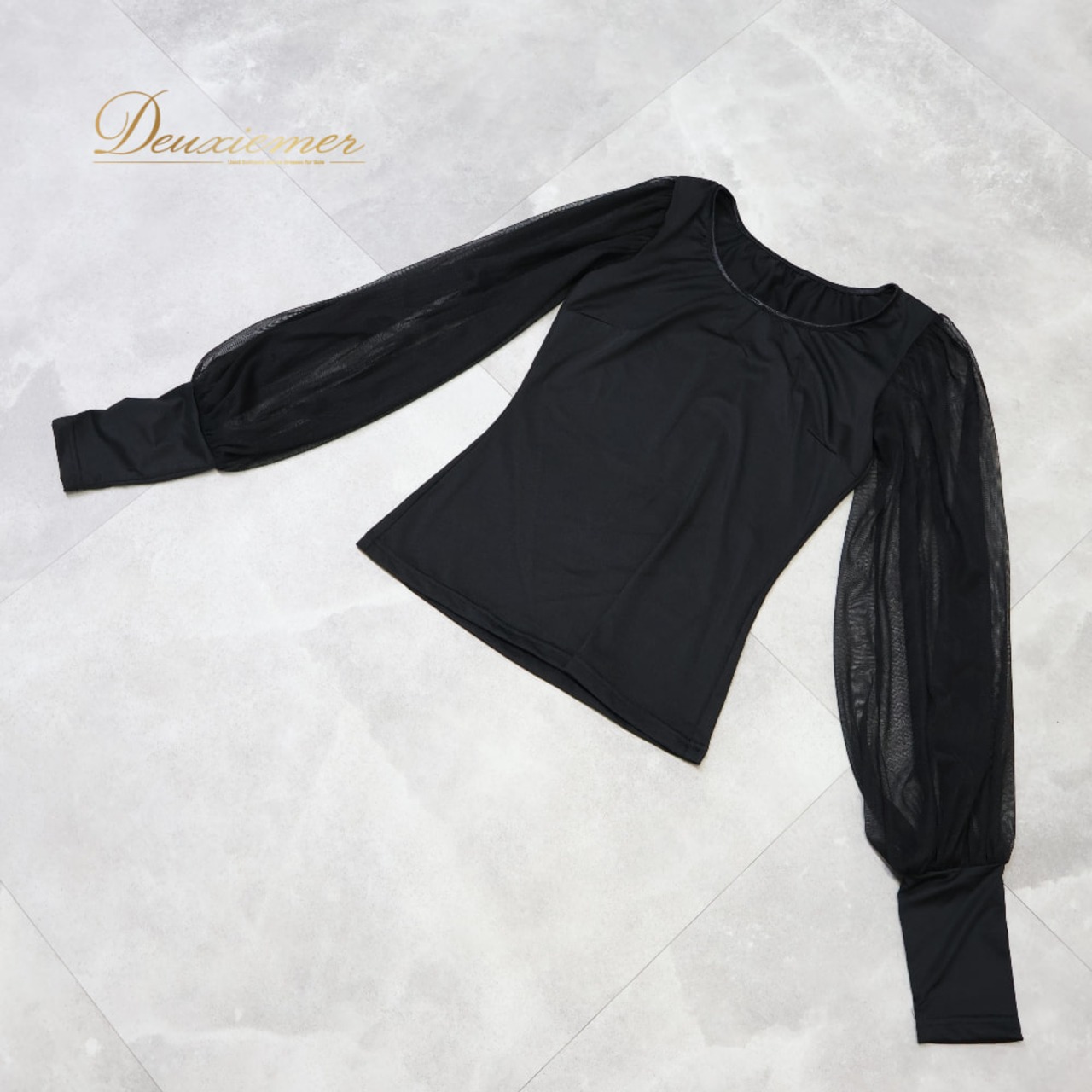 社交ダンス 衣装 AMYDANCE APPAREL エイミーダンス・アパレル トップス ブラウス レッスンウェア ブラック系 無地 シンプル 練習 レッスン 伸縮 ストレッチ 黒 レース 袖 かわいい 上品 高級感 ダンス衣装 イベント ステージ パーティー