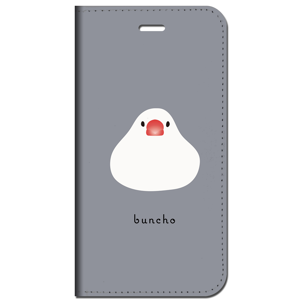 iPhone対応 スマホ 手帳型ケース 白文鳥 お餅ちゃん グレー イラスト キュート 動物 牛 【iPhone16 / iPhone16e / iPhoneSE 他 iPhone各機種対応】 st62