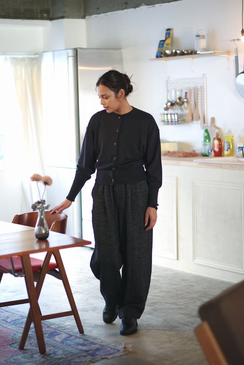 Wool Linen Tweed Wide Pants