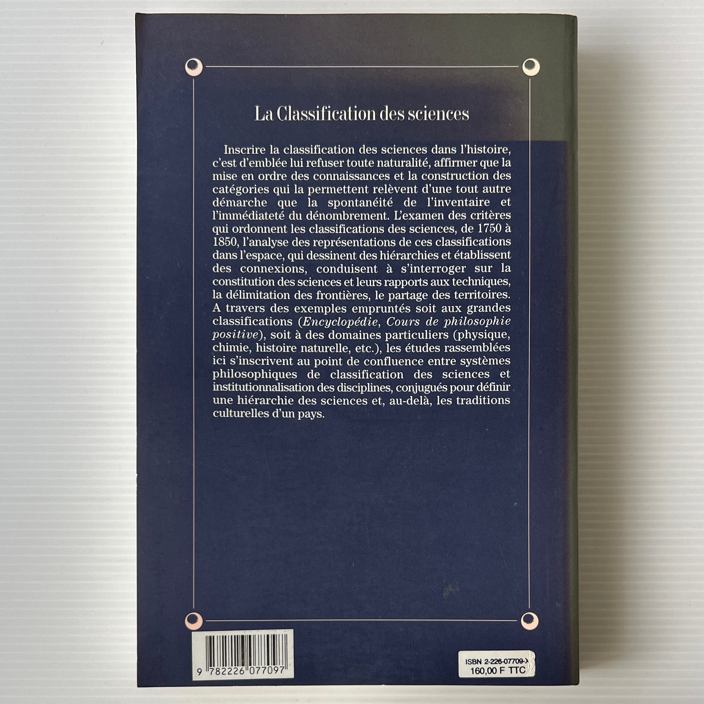 Revue de Synthese: La Classification des Sciences (N° 1-2) / M. Malherbe et al. / Centre International de Synthese, Albin Michel