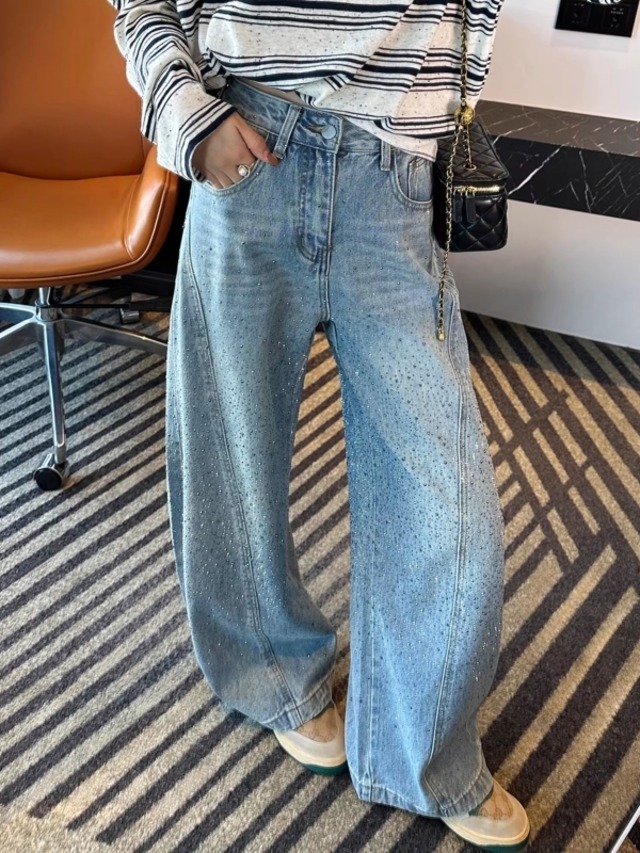 Crystal sparkle curve wide denim　M535