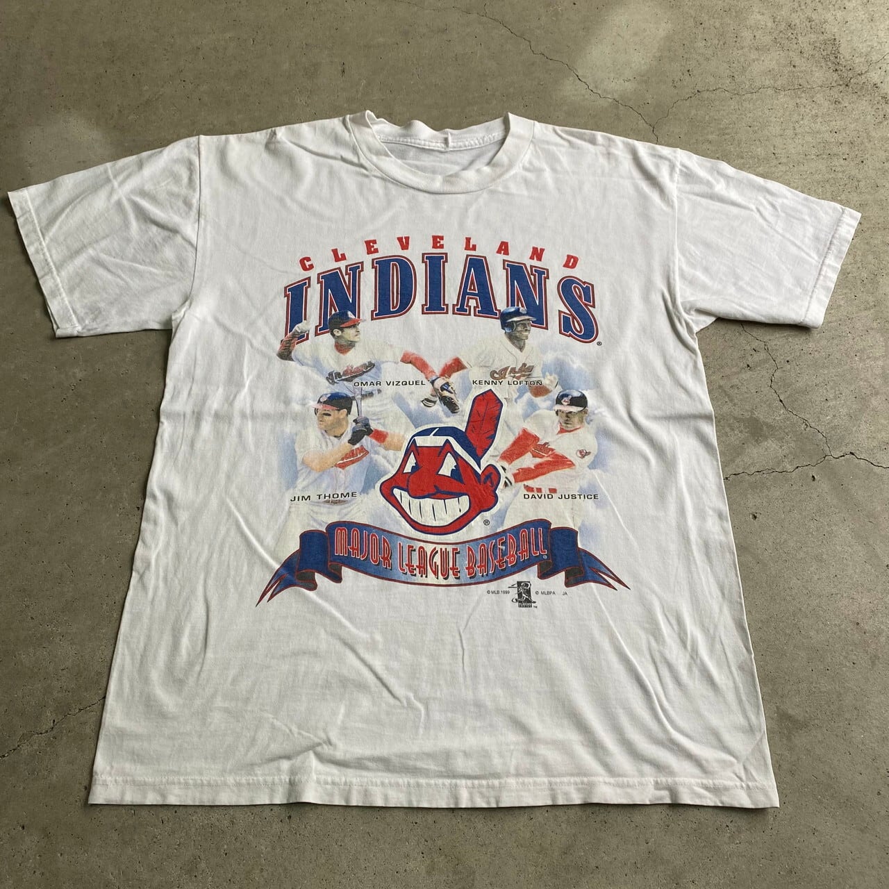 90年代 MLB メジャーリーグ CLEVELAND INDIANS クリーブランド・インディアンス 1999 チームロゴ プリントTシャツ