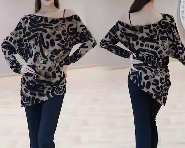 ドルマンスリーブ ドレープ ワンショルダー ダンスチュニック ds1129